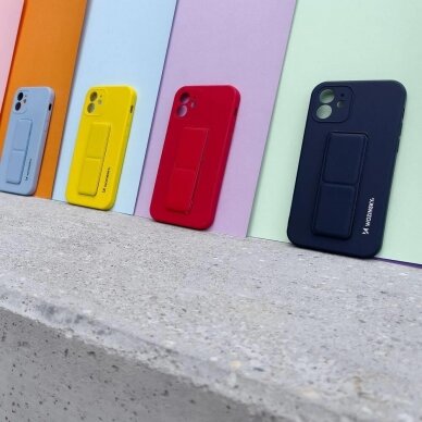 Wozinsky Kickstand Lankstaus Silikono Dėklas Su Stovu Xiaomi Redmi 10X 4G / Xiaomi Redmi Note 9 Pilkas 4
