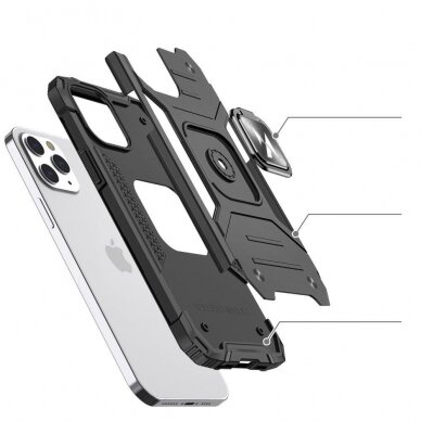Dėklas Wozinsky Ring Armor Case iPhone 13 Pro Max sidabrinis 2
