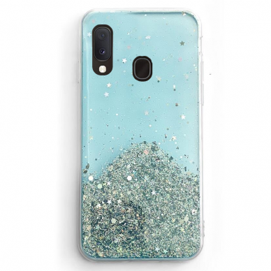 Blizgus TPU dėklas Wozinsky Star Glitter Samsung Galaxy A30 mėlynas