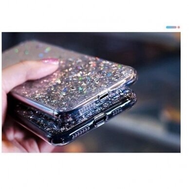 Blizgus TPU dėklas Wozinsky Star Glitter Samsung Galaxy A30 mėlynas 5