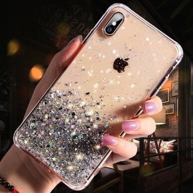 Blizgus TPU dėklas Wozinsky Star Glitter Samsung Galaxy A42 5G permatomas 8