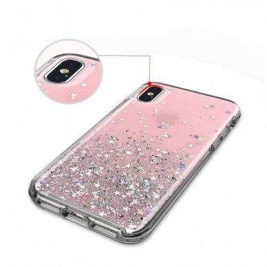 Blizgus TPU dėklas Wozinsky Star Glitter Samsung Galaxy A42 5G permatomas 2