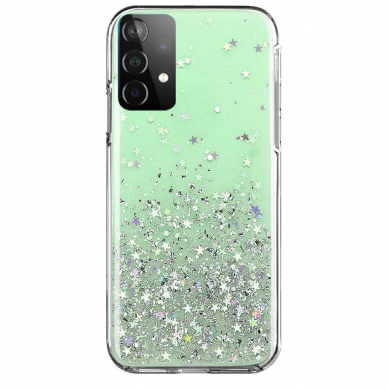 Blizgus TPU dėklas Wozinsky Star Glitter Samsung Galaxy A72 4G žalias