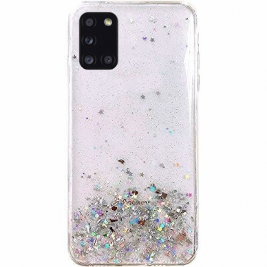 Blizgus TPU dėklas Wozinsky Star Glitter Samsung Galaxy M51 Permatomas