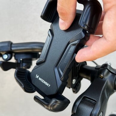 Laikiklis Wozinsky strong phone holder for the handlebar of a bicycle, motorcycle, scooters Juodas (WBHBK6) 10
