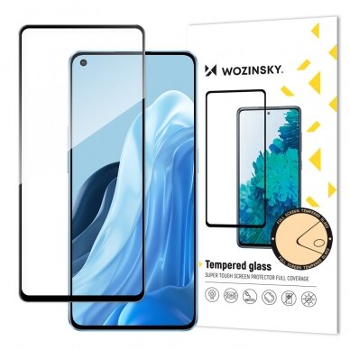Wozinsky Apsauginis Stiklas Full Glue Super Tough Screen Protector Full Coveraged with Frame Case Friendly for Oppo Reno7 Pro 5G juodas