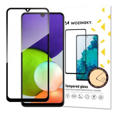 Ekrano Apsauginis Stiklas Su Rėmeliu (tinka su dėklu) Wozinsky Tempered Glass Full Glue Super Tough Samsung Galaxy A22 4G Juodas Ekrano Apsauginis Stiklas Su Rėmeliu (tinka su dėklu) Wozinsky Tempered Glass Full Glue Super Tough Samsung Galaxy A22 4G Juodas