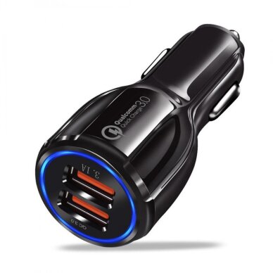 Akcija! Wozinsky Universal Car Charger 2X Usb Quick Charge 3.0 Qc3.0 3.1A Black (Wcc-02)