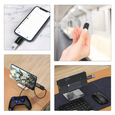 Adapteris Wozinsky WALA-01 Lightning – USB-A OTG – juodas 1