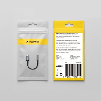 Adapteris Wozinsky WALJ-01 Lightning – 3.5mm Mini Jack – juodas 10 Adapteris Wozinsky WALJ-01 Lightning – 3.5mm Mini Jack – juodas 10