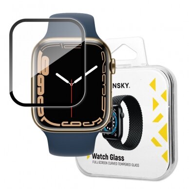 Ekrano apsauga Wozinsky Glass hybrid Apple Watch 7/8/9 41mm Juodais kraštais
