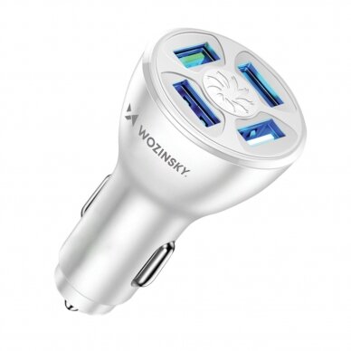 Wozinsky WCCAW 50W 4x USB-A QC car charger - Baltas Wozinsky WCCAW 50W 4x USB-A QC car charger - Baltas