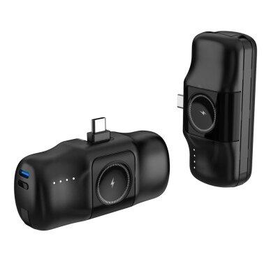 Išorinė baterija Wozinsky WF16-YCS 5000mAh 15W USB-C Mini su integruotu USB-C laidu ir Apple Watch įkrovikliu – juoda 5 Išorinė baterija Wozinsky WF16-YCS 5000mAh 15W USB-C Mini su integruotu USB-C laidu ir Apple Watch įkrovikliu – juoda 5