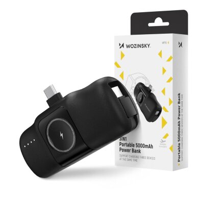 Išorinė baterija Wozinsky WF16-YCS 5000mAh 15W USB-C Mini su integruotu USB-C laidu ir Apple Watch įkrovikliu – juoda 8 Išorinė baterija Wozinsky WF16-YCS 5000mAh 15W USB-C Mini su integruotu USB-C laidu ir Apple Watch įkrovikliu – juoda 8