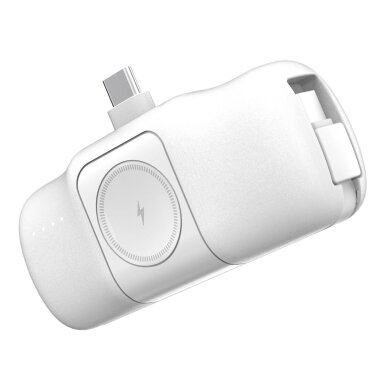 Išorinė baterija Wozinsky WF16-YCS 5000mAh 15W USB-C Mini su integruotu USB-C laidu ir Apple Watch įkrovikliu – balta 2 Išorinė baterija Wozinsky WF16-YCS 5000mAh 15W USB-C Mini su integruotu USB-C laidu ir Apple Watch įkrovikliu – balta 2