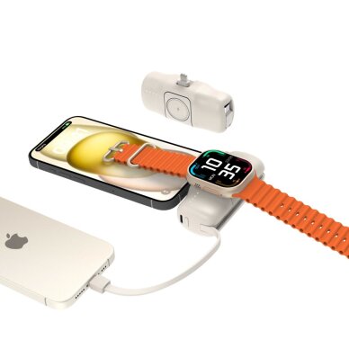 Išorinė baterija Wozinsky WF16-YLS 5000mAh 15W Lightning Mini su integruotu USB-C laidu ir Apple Watch įkrovikliu – smėlinė 6 Išorinė baterija Wozinsky WF16-YLS 5000mAh 15W Lightning Mini su integruotu USB-C laidu ir Apple Watch įkrovikliu – smėlinė 6
