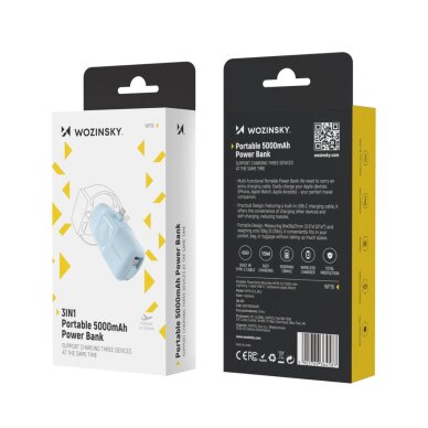 Išorinė baterija Wozinsky WF16-YLS 5000mAh 15W Lightning Mini su integruotu USB-C laidu ir Apple Watch įkrovikliu – mėlyna 9 Išorinė baterija Wozinsky WF16-YLS 5000mAh 15W Lightning Mini su integruotu USB-C laidu ir Apple Watch įkrovikliu – mėlyna 9