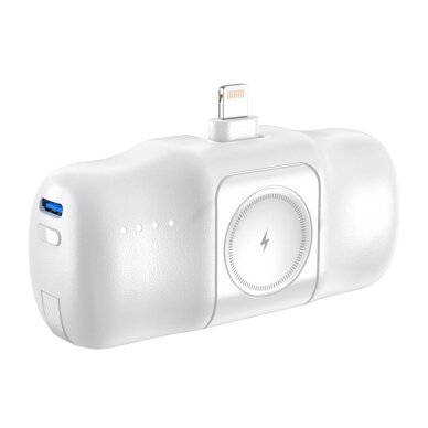 Išorinė baterija Wozinsky WF16-YLS 5000mAh 15W Lightning Mini su integruotu USB-C laidu ir Apple Watch įkrovikliu – balta 3 Išorinė baterija Wozinsky WF16-YLS 5000mAh 15W Lightning Mini su integruotu USB-C laidu ir Apple Watch įkrovikliu – balta 3