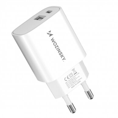 Wozinsky WGWCW USB-A USB-C 20W wall Įkroviklis - baltas 2 Wozinsky WGWCW USB-A USB-C 20W wall Įkroviklis - baltas 2