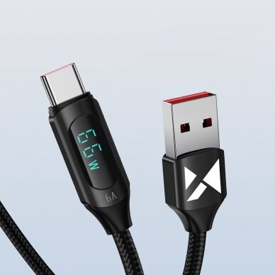 Wozinsky WUACC1 USB A - USB C Cable with Display 66W 6A 1m - Black 1