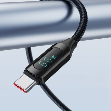 Wozinsky WUACC1 USB A - USB C Cable with Display 66W 6A 1m - Black 6