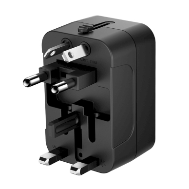 Wozinsky WUTWC Universalus kelioninis adapteris 24W EU / US / AUS / UK / 2x USB-A – juodas 1