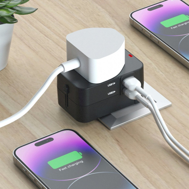 Wozinsky WUTWC Universalus kelioninis adapteris 24W EU / US / AUS / UK / 2x USB-A – juodas 12