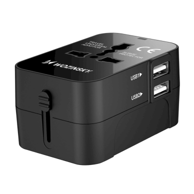 Wozinsky WUTWC Universalus kelioninis adapteris 24W EU / US / AUS / UK / 2x USB-A – juodas 2