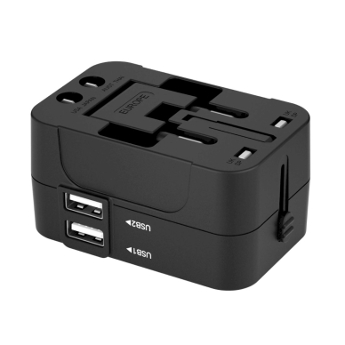 Wozinsky WUTWC Universalus kelioninis adapteris 24W EU / US / AUS / UK / 2x USB-A – juodas 3
