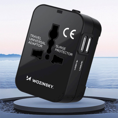 Wozinsky WUTWC Universalus kelioninis adapteris 24W EU / US / AUS / UK / 2x USB-A – juodas 9