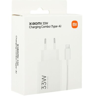 Sieninis įkroviklis Xiaomi MDY-16-EF 1x USB-A 33W su 3A USB-C laidu – baltas 8 Sieninis įkroviklis Xiaomi MDY-16-EF 1x USB-A 33W su 3A USB-C laidu – baltas 8