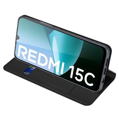 Xiaomi Redmi 15C 4G atverčiamas dėklas Dux Ducis Skin Pro juodas 3