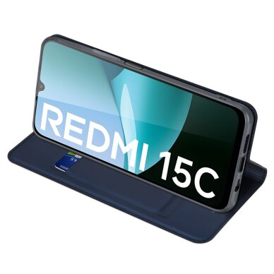 Xiaomi Redmi 15C 4G atverčiamas dėklas Dux Ducis Skin Pro tamsiai mėlynas 1