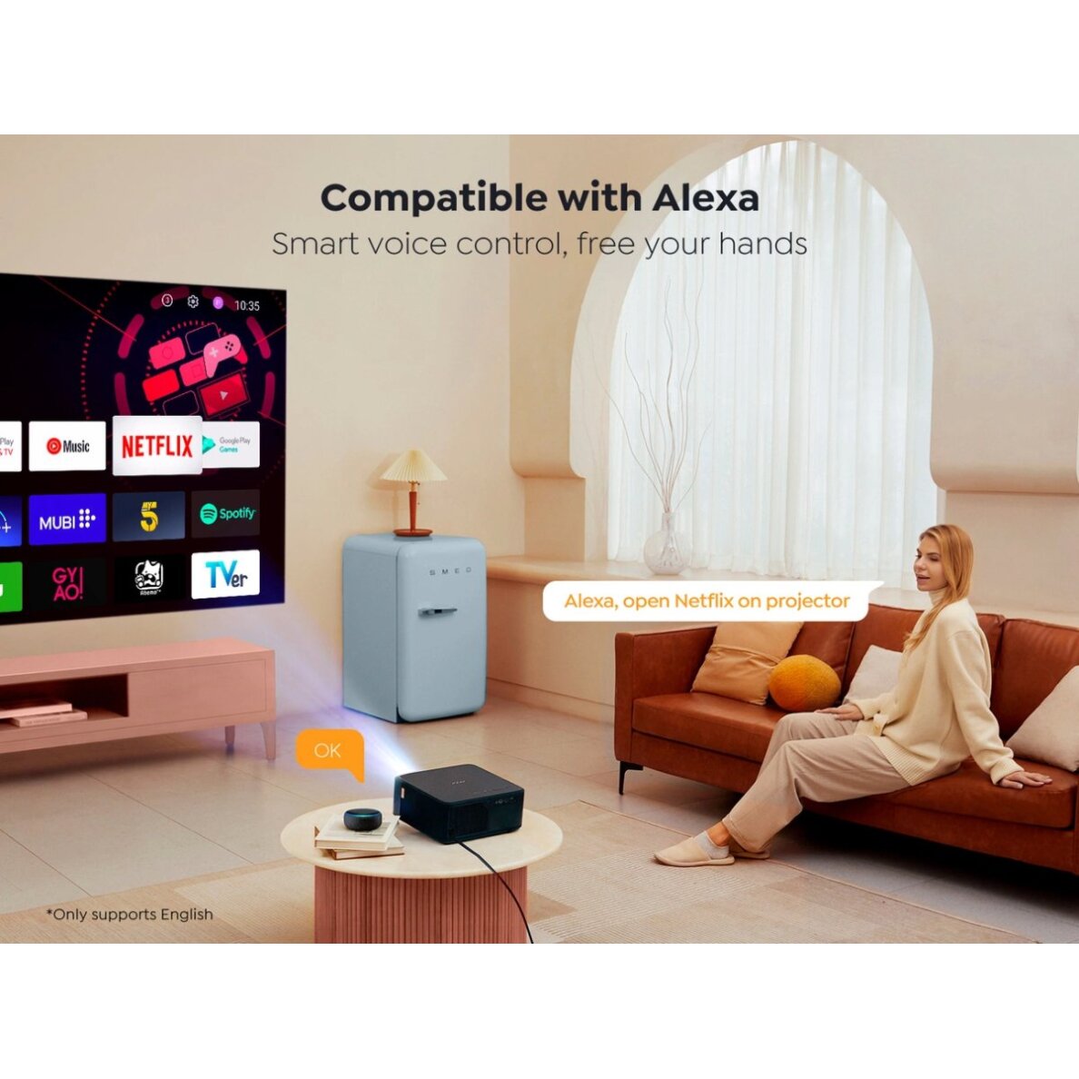 Projektorius Yaber K2s LCD FullHD 1080p su JBL garsiakalbiais – juodas 2