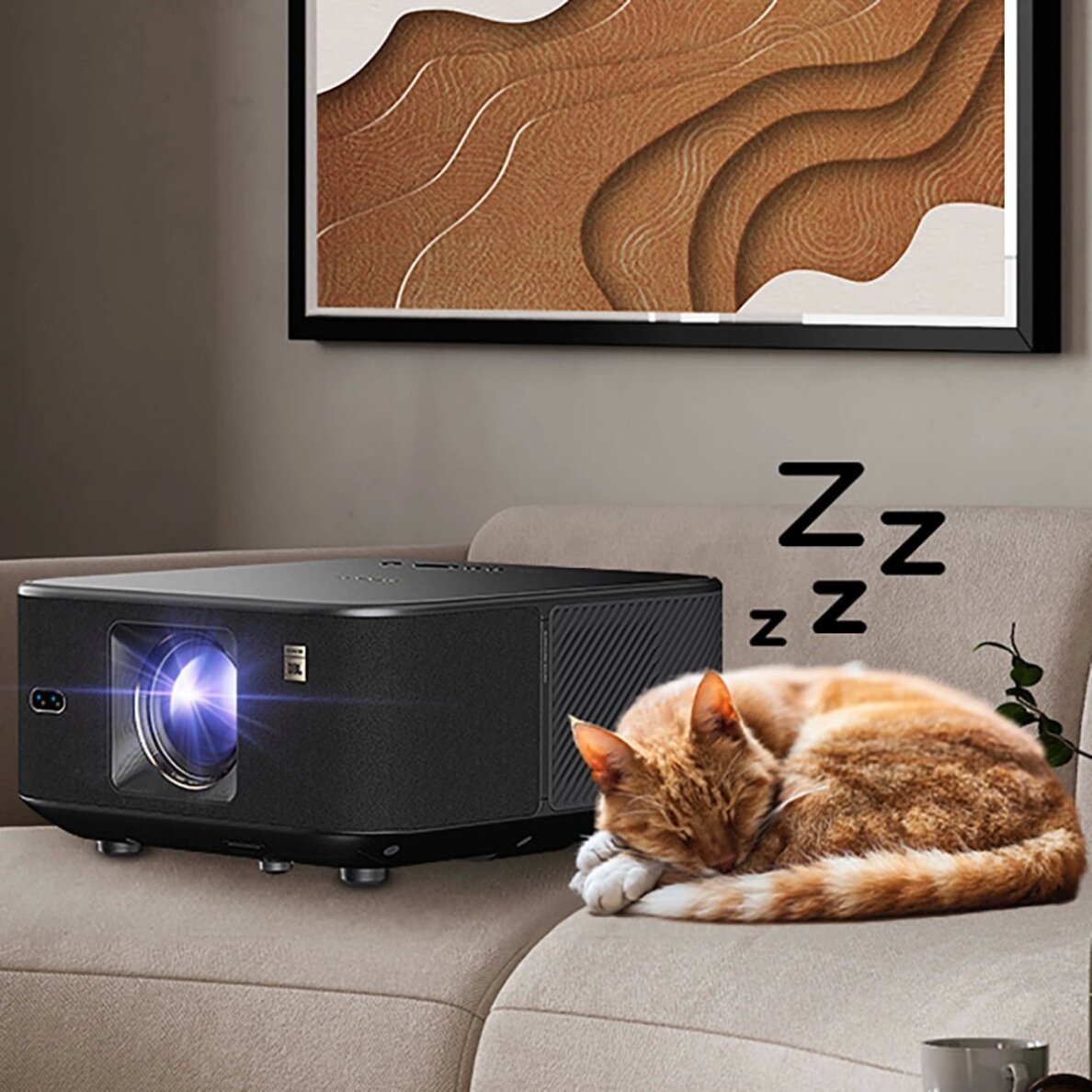 Projektorius Yaber K3 Pro LCD FullHD 1080p su JBL garsiakalbiais ir žemų dažnių garsiakalbiu – juodas 14