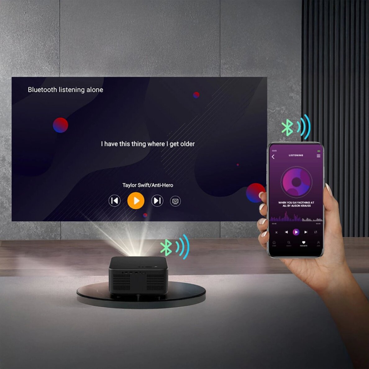 Projektorius Yaber K3 Pro LCD FullHD 1080p su JBL garsiakalbiais ir žemų dažnių garsiakalbiu – juodas 19