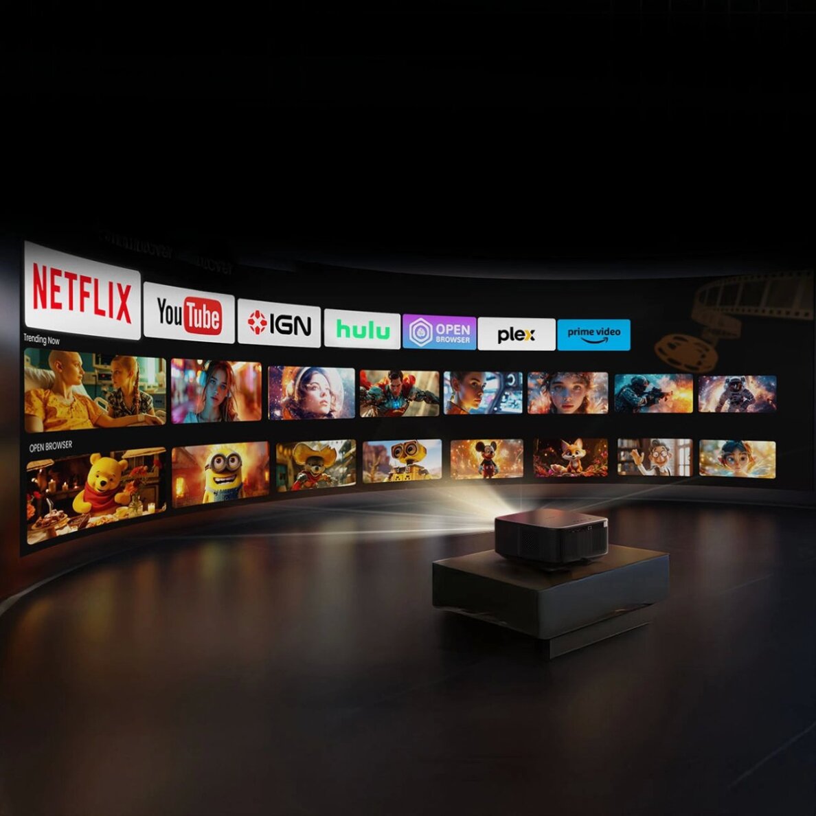 Projektorius Yaber K3 Pro LCD FullHD 1080p su JBL garsiakalbiais ir žemų dažnių garsiakalbiu – juodas 23