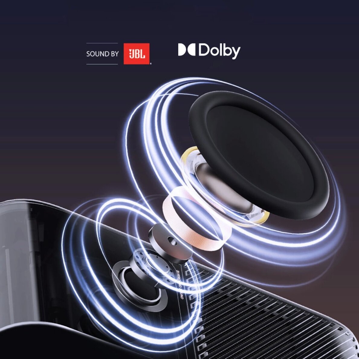 Projektorius Yaber K3 Pro LCD FullHD 1080p su JBL garsiakalbiais ir žemų dažnių garsiakalbiu – juodas 32