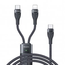 [Užsakomoji prekė] Yesido - Data Cable (CA87) - Type-C to Type-C, Lightning, 100W, 480Mbps, 1.4m - Juodas