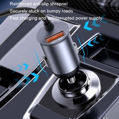 [Užsakomoji prekė] Yesido - Car Charger (Y53) - Ports Extensions, 3x USB, 2x Type-C, QC3.0, 97W, Ambiental Light - Juodas 6