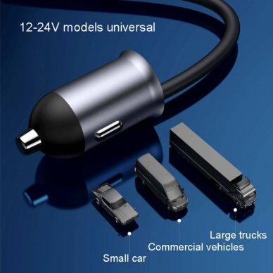 [Užsakomoji prekė] Yesido - Car Charger (Y53) - Ports Extensions, 3x USB, 2x Type-C, QC3.0, 97W, Ambiental Light - Juodas 8