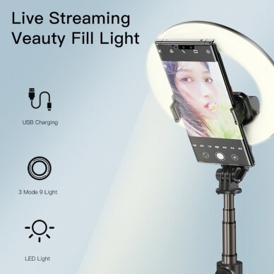 [Užsakomoji prekė] Yesido - Selfie Stick (SF12) - Stable, with Ring Light, Tripod, Remote Controller, 360° Rotation, 120mAh - Juoda 6