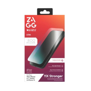 ZAGG InvisibleShield Glass XTR4 apsauginis stiklas su grafenu ir mėlynos šviesos filtru iPhone 15/16