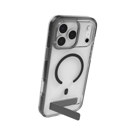 iPhone 17 Pro Max ZAGG Santa Cruz Snap KS MagSafe dėklas su stovu – skaidrus ir juodas 2 iPhone 17 Pro Max ZAGG Santa Cruz Snap KS MagSafe dėklas su stovu – skaidrus ir juodas 2