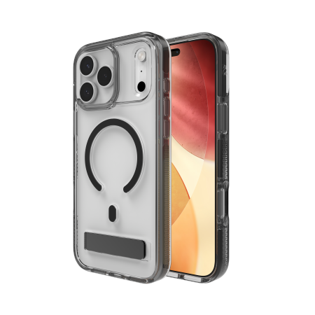 iPhone 17 Pro Max ZAGG Santa Cruz Snap KS MagSafe dėklas su stovu – skaidrus ir juodas iPhone 17 Pro Max ZAGG Santa Cruz Snap KS MagSafe dėklas su stovu – skaidrus ir juodas